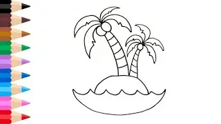 How To Draw An Island | Island Drawing Tutorial | Drawing For Kids Island