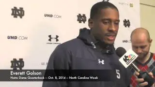 Notre Dame QB Everett Golson - UNC Week - 10/8/14