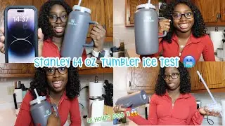 Испытание льдом нового 64-унциевого стакана Stanley | прослужит ли он 60 часов?!?🧊🥶#stanleytumbler