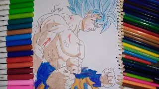 Drawing Goku Super Saiyan Blue ( Battle Damaged) Timelapse