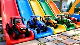 Toy Tractor Learns Colors on the Magic Playground Slide! | Fun with Paint for Kids
