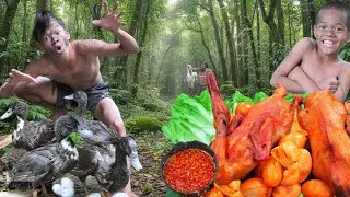 Mrr Cooking KH-Wilderness Cooking Amazing - Forest DUCK Feast with Egg MUKBANG in the Wild.