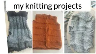 My knitting projects finished/ knitted sweater cardigan yarn wool 