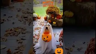 🎃 Halloween Dog Ghost 👻  #halloween2024 #halloween #petvibes #halloweencostume #ghost #pumpkin #cute