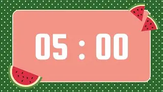 5-Minute Timer | With Upbeat Playful Music & Alarm Bell | Watermelon and Polka Dots Theme 🍉
