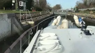Going into a lock on the River Thames