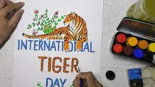 International Tiger Day Drawing | Simple and Easy | Save Tiger Save Wildlife Poster | Tiger Painting
