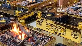 المناقل الذهبية على النار الاصطناعية