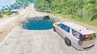 Cars vs Giant Water Pit #2 | BeamNG Drive | Vehicle Destruction Physics