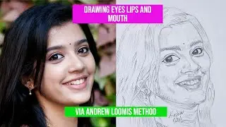 Learn how to place and draw eyes, lips, mouth on a face. Drawing portraits with Andrew Loomis Method