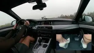 ✳️DRIVING HIGHWAY🛣 riding shotgun, skirt, latte pumps👠 BMW 520d F11😍 Car ASMR