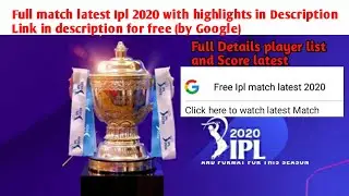 Ipl 2020 Highlights Full Match Powered By Dream 11|| Indian Premier League || Latest Score