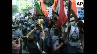 VOICE: Protesters outside US embassy, US military presser