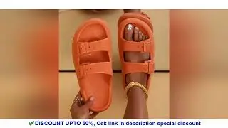 Soft Sole Pillow Slippers for Women Double Buckle Thick Platform Cloud Slides Sandals Woman Summer B