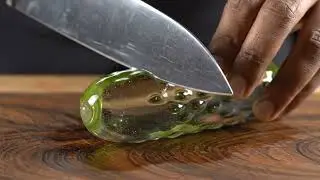 Slicing a Clear Glass Cucumber - Satisfying ASMR Cutting #ASMR#Satisfying#GlassFood#FoodArt