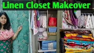 Budget Linen Closet Makeover l Bedsheets, Blankets, Towels and Curtains storage ideas