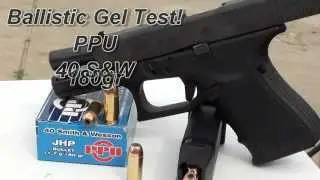 40 S&W Ballistic Gel Test. PPU 180gr JHP