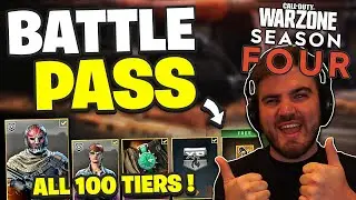 WARZONE Season 4 Battle Pass ALL 100 TIERS! - Season 4 NEW Guns, Skins, Blueprints & MORE