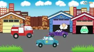 Cartoon about Cars - The Police Car - stolen wheels in the town - Episode 46