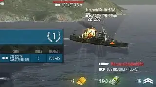 Battle of Warships... 759.425 Damage | 3 Kills | Uss South Dakota | INDIANA 757 | Online#gaming 