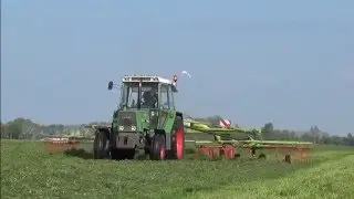 Gras harken met een Fendt 305ls Turbomatik [SOUND]