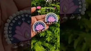 ✨Lotus Earrings✨ Handpainted Earrings #shortsfeed #viralvideo #shorts #handmade