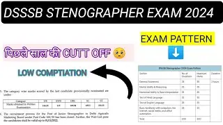 DSSSB STENOGRAPHER EXAM 2024 | DSSSB STENO PREVIOUS YEAR CUT OFF | DSSSB STENO EXAM PATTERN