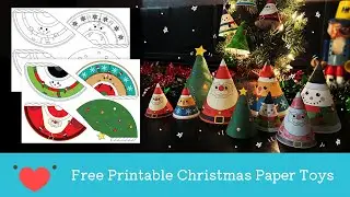 📥 Free Printable Christmas Paper Toys | Cone Santa, Tree, Snowman & Rudolph Crafts for Kids 🎅🏼🎄⛄️🦌