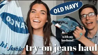 OLD NAVY JEANS HAUL || TRY-ON with my HUSBAND!