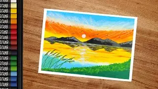 Easy Oil Pastel Landscape Painting for beginners | Oil Pastel Drawing ❤️🎨✍️