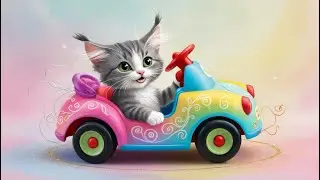A kitten sitting in a colorful car | Calm Nausea, Headaches & Improve Sleep Quality #132