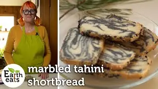 Stunning & Savory Marbled Tahini Shortbread Cookies