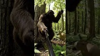 Bigfoot Tries Forest Yoga with Deer Watching