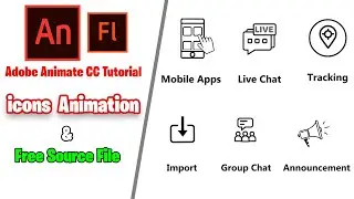 2d icons Animation Tutorial - Free Source file- Adobe Animate CC Tutorial