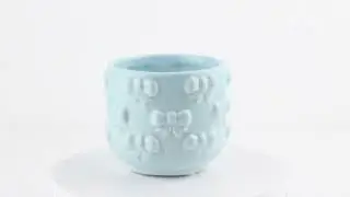 Bomboniera Vasetto Porta Piante Celeste 🌱 | Battesimo Bimbo con Fiocchetti in Porcellana 💙