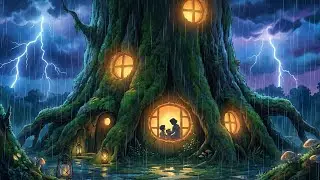 A Stormy Night Inside a Tree 🌲 | Cozy Anime Family Story|