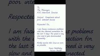 Complaint Letter | Poor Internet Service