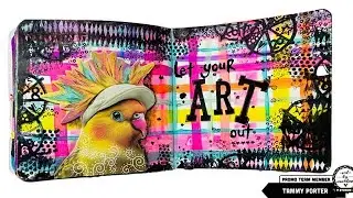 Let your Art out! Grungy yet bright art journal page