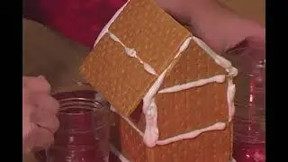 Attaching the Roof of a Graham Cracker Gingerbread House