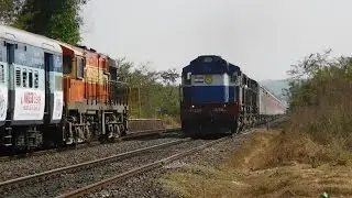 Surprise Offlink Twins ALCO WDM3D 12431 TVC Rajdhani Express Crossing In Konkan Railways
