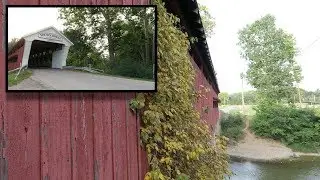 Driving Over a 150 Year Old Covered Bridge in the Country
