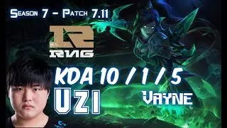 RNG Uzi VAYNE vs ASHE ADC - Patch 7.11 KR Ranked