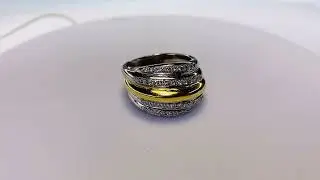 Bague jonc bomb&eacute; diamants or 18k
