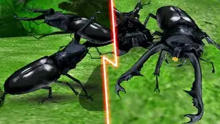 [アーケード] 甲虫王者 ムシキング - ギラファノコギリクワガタ VS ギラファノコギリクワガタ (ブルロックVer. VS G・ネックブリーカーVer.) 1VS1 対決｜Mushiking