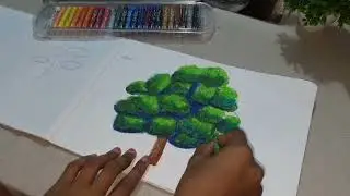 Oil pastel colour tree 