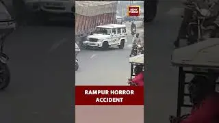 #rampur  #horror  #accident Shocking Crash Visuals: Truck Overturns on Divider, Bolero Crushed