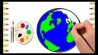 Globe drawing and coloring for kids 2018