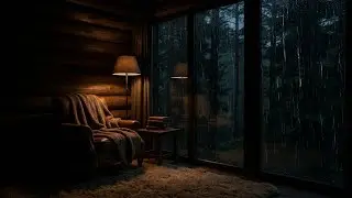 Ultimate Calm: Rain Sounds from Dark Forest Cabin Window and Cozy Blanket for Deep REM Sleep 💤