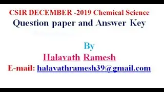 CSIR DECEMBER 2019 CHEMICAL SCIENCE ANSWER KEY