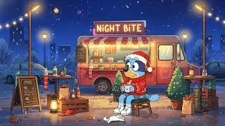 Bluey Lofi Winter 🎧 Cozy Night Bite Food Truck Ambience: Holiday Deep Sleep & Relaxation Beats ✨